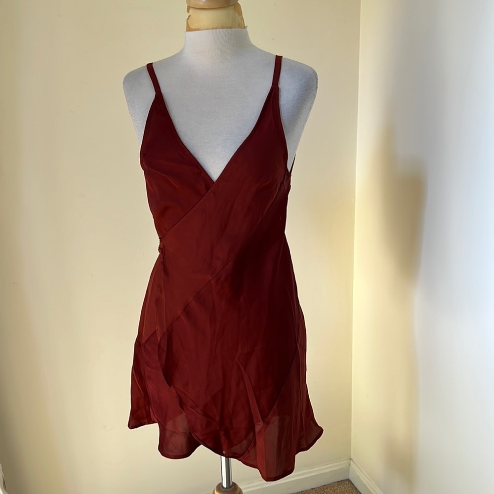 New! Free people intimately cowboy SZ XS like me wrap mini slip dress. - Picture 2 of 11